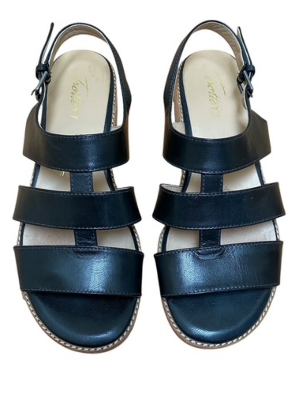 Trotters Signature Bennie Leather Sandals in Black 7.5M